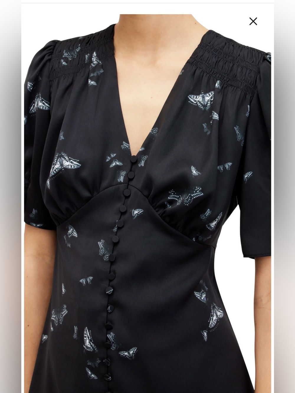 AllSaints | Butterfly Print Satin Mini Dress | US 12 - Picture 2 of 8